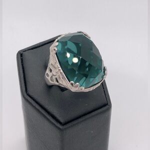 Silpada Sterling Caspian Sea Teal Blue Aqua Glass Ring 925 Silver R2456 | Sz 8